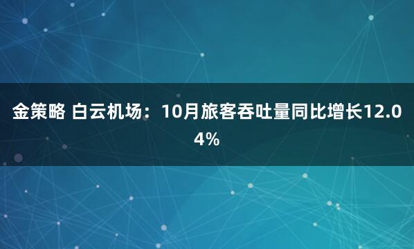 金策略 白云机场：10月旅客吞吐量同比增长12.04%